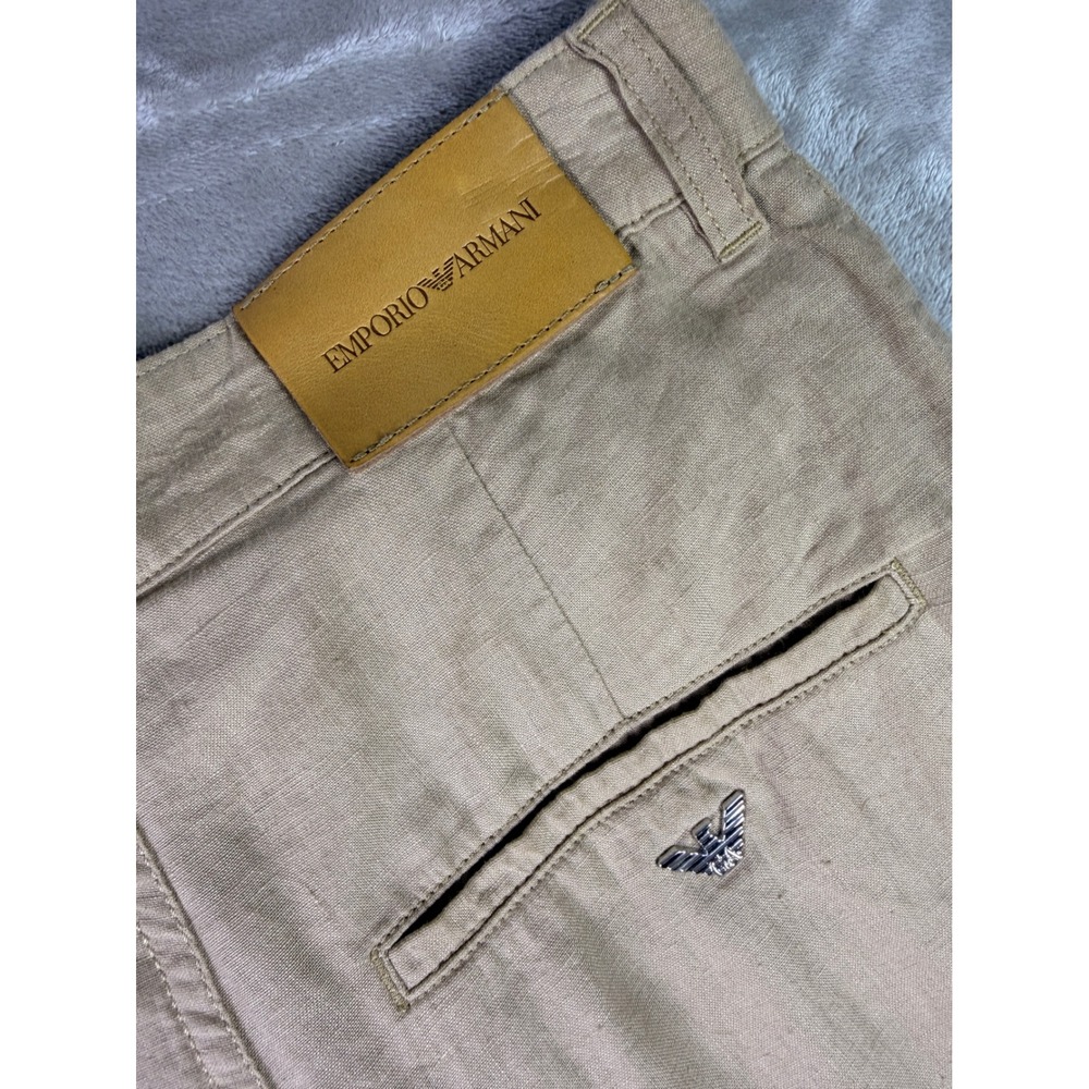 Emporio Armani Womens Size 26 Linen Beige High Waist Wide Leg Trousers Pants - Picture 3 of 12